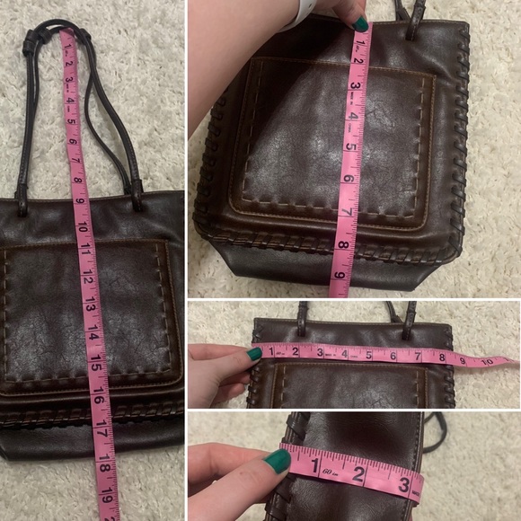 VINTAGE Dark Brown Faux Leather-Like Braided Bag Mini Purse - Picture 16 of 16